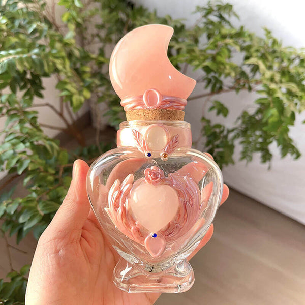 HEART & WINGS MAGIC BOTTLE WITH ROSE QUARTZ MOON