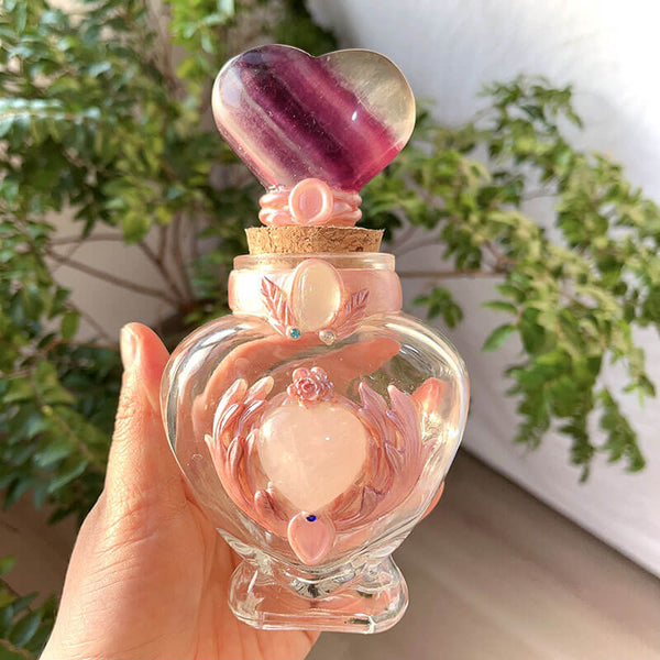 HEART & WINGS MAGIC BOTTLE WITH FLUORITE HEART CAP