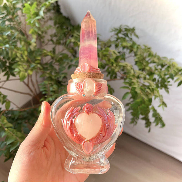 HEART & WINGS MAGIC BOTTLE WITH FLUORITE POINT CAP