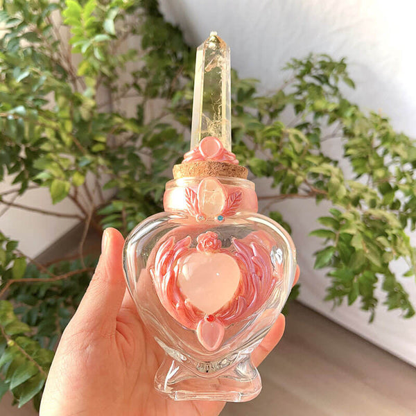 HEART & WINGS MAGIC BOTTLE WITH CITRINE POINT CAP