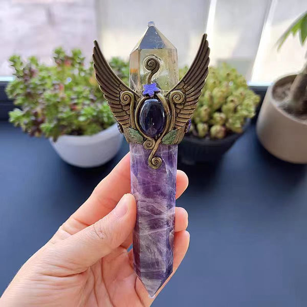 CLEAR QUARTZ & AMETHYST WAND