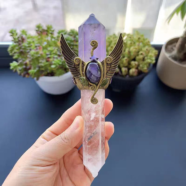 AMETHYST & CLEAR QUARTZ WAND