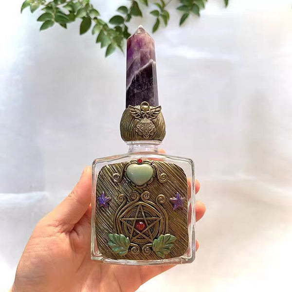 PENTACLE  MAGIC BOTTLE WITH AMETHYST POINT CAP