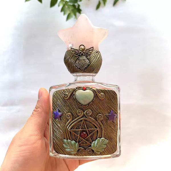 PENTACLE MAGIC BOTTLE WITH ROSE QUARTZ STAR CAP