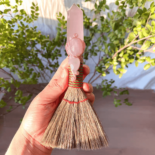 ROSE QUARTZ BROOM WAND