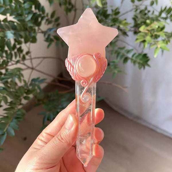 ROSE QUARTZ STAR & CLEAR QUARTZ WAND