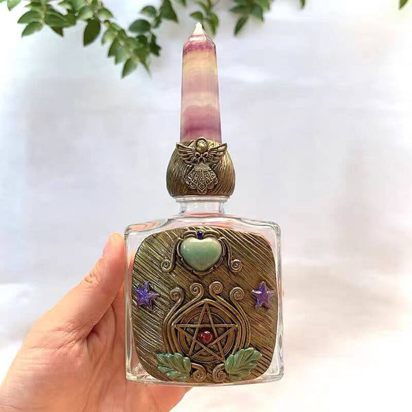 PENTACLE  MAGIC BOTTLE WITH FLUORITE POINT CAP